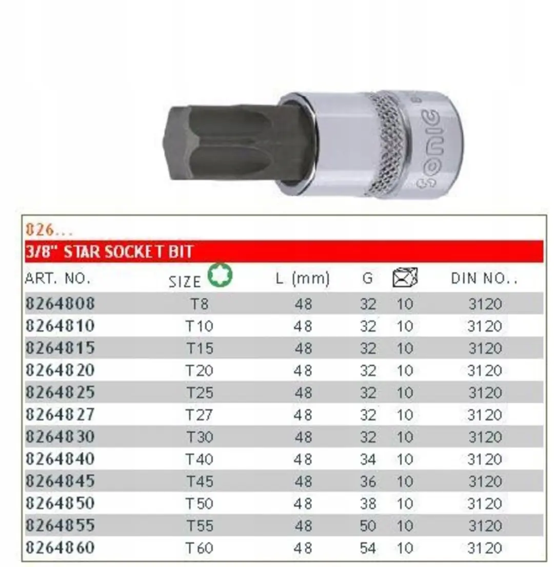 Sonic Bit Torx T50 48mm - 3/8"
