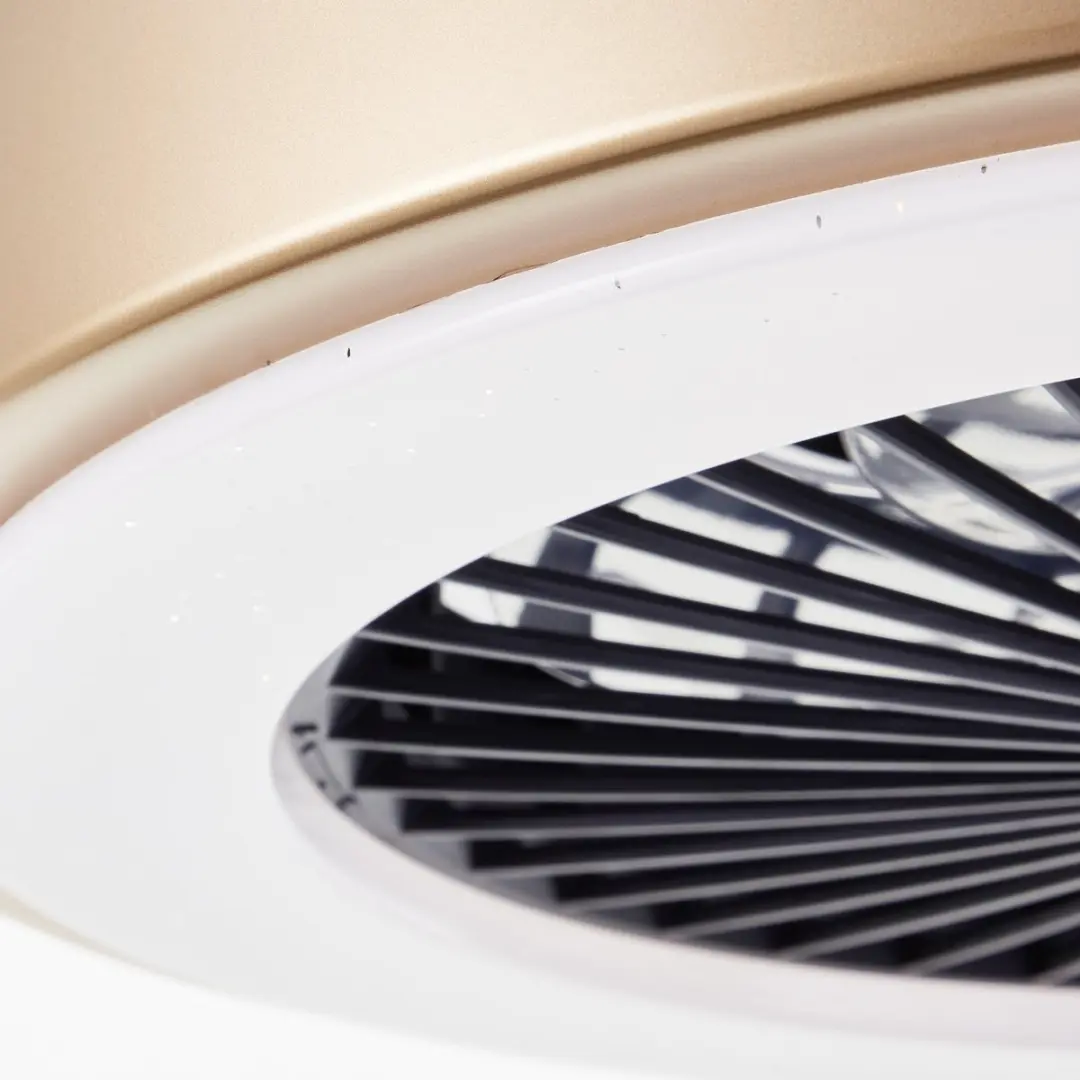 Brilliant Slimline Plafondventilator 48,5cm - RGBW LED 40W - Zwart/Goud