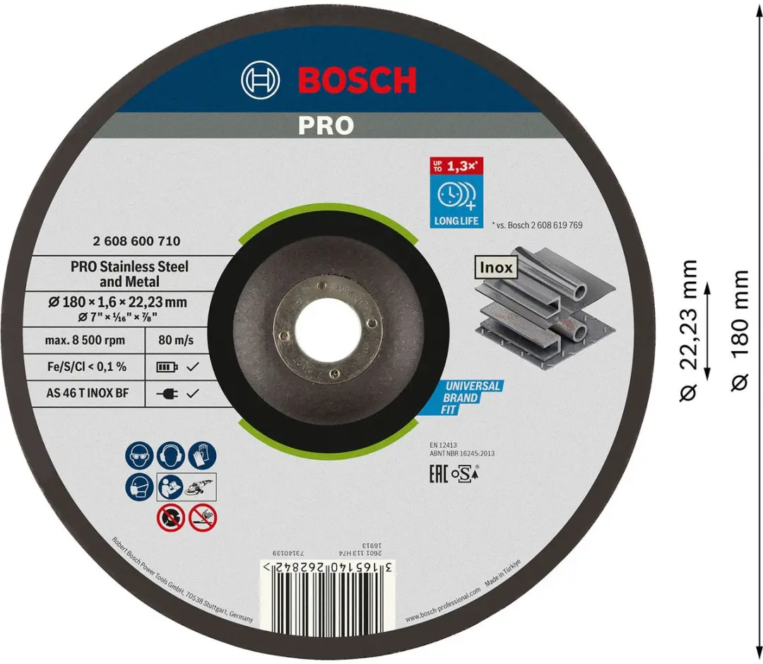 Bosch Professional DSS GEB Inox 180x1,6 - 22,23mm