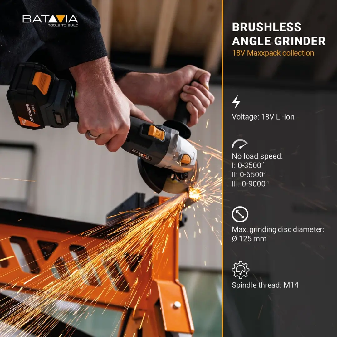 Batavia 18V Accu Haakse Slijper B2_7065181 - 125mm - 4.0Ah