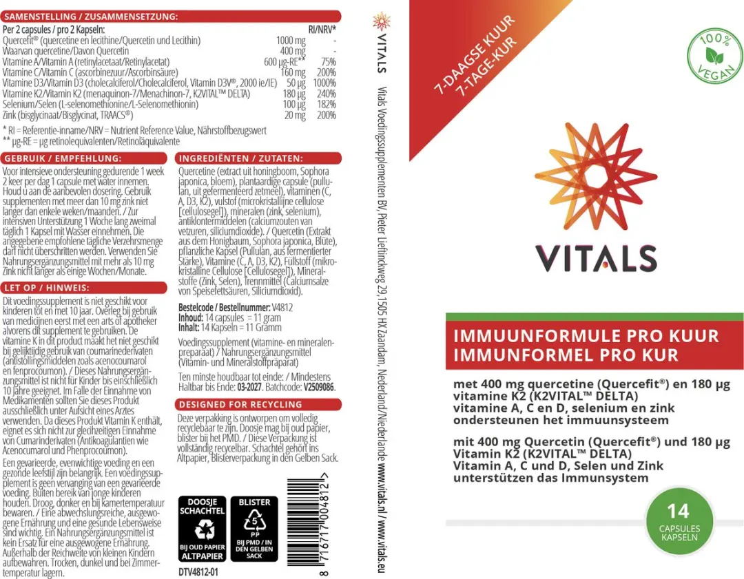 Vitals Immuunformule Pro 14 Capsules