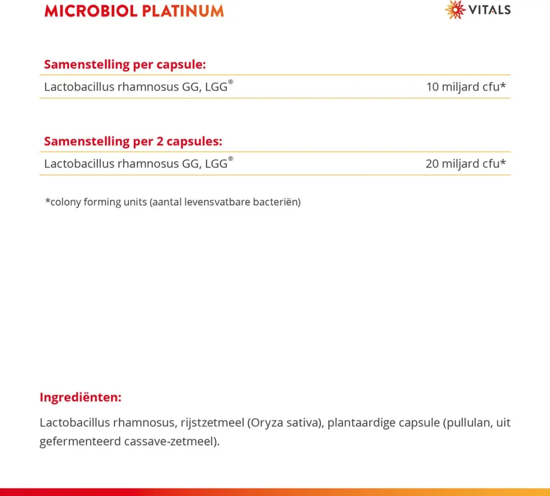 Vitals Microbiol Platinum 30 Capsules - 10 miljard LGG