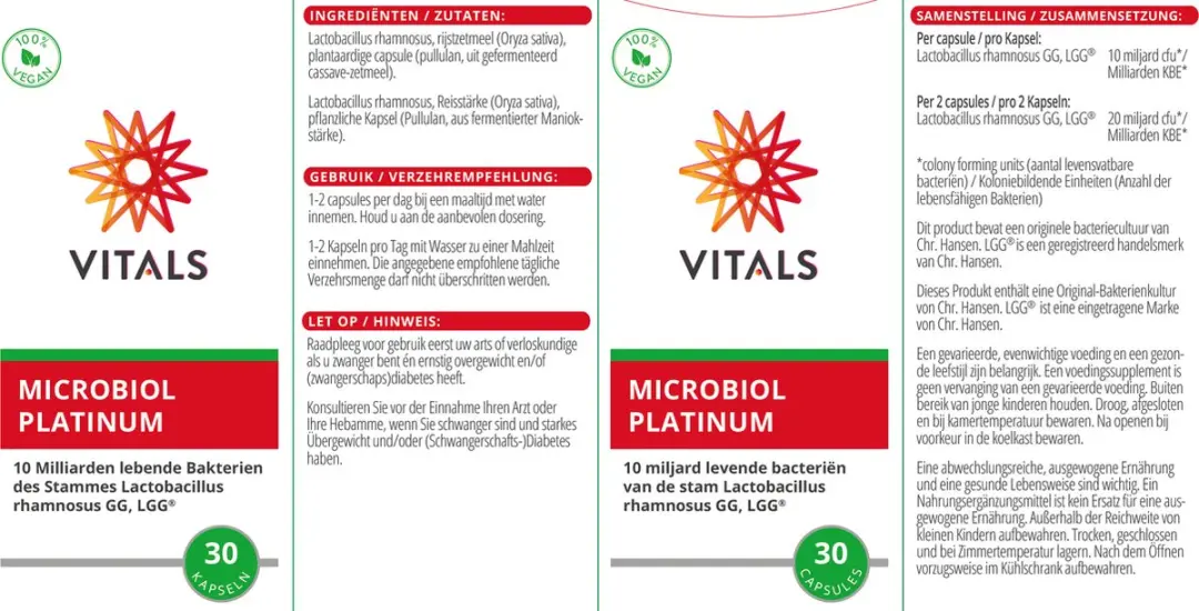 Vitals Microbiol Platinum 30 Capsules - 10 miljard LGG
