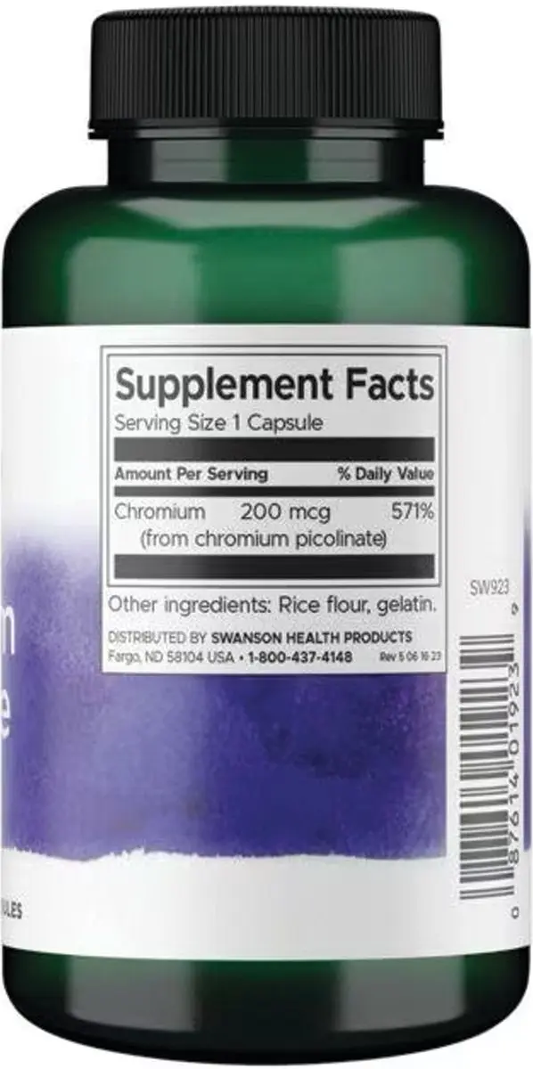 Swanson Chromium Picolinate 200mcg Mineralencomplex - 200 Capsules
