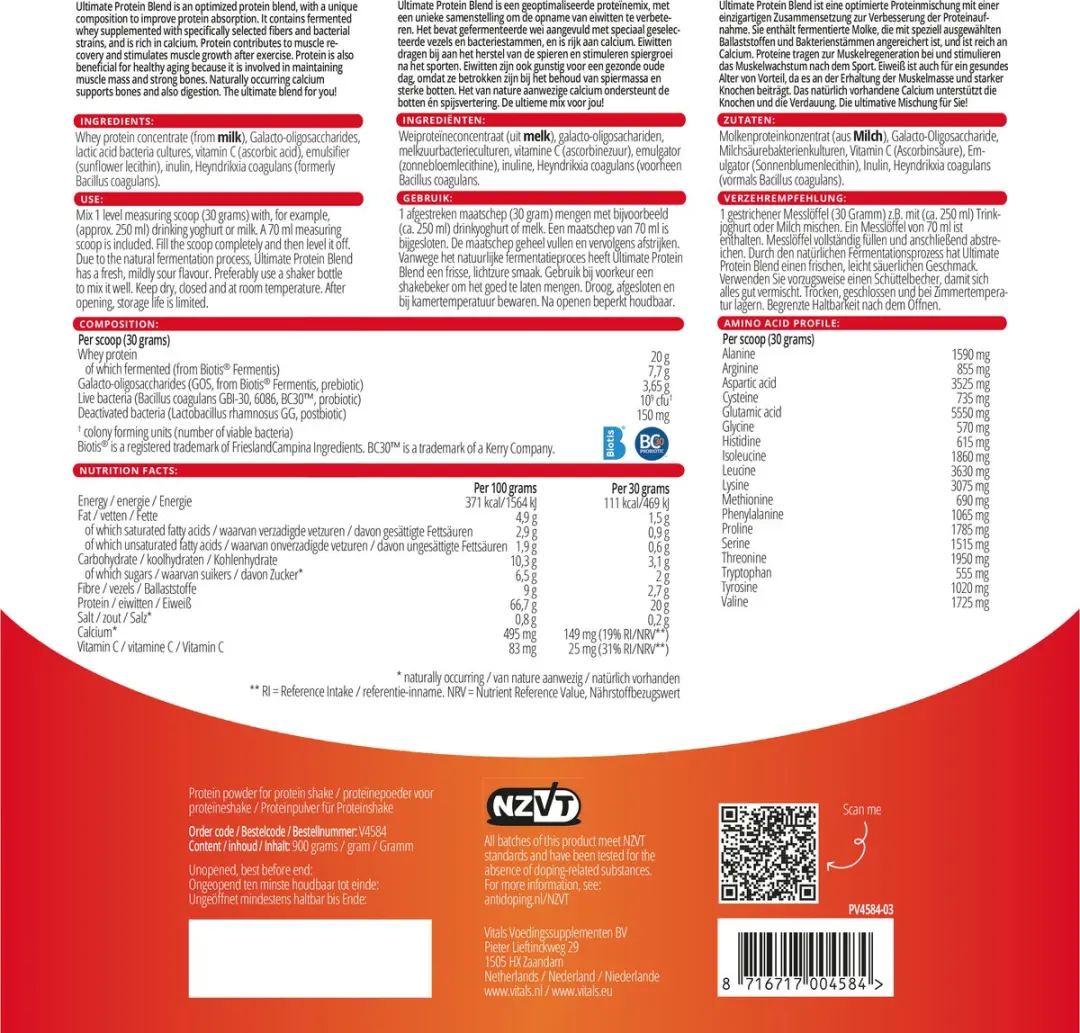 Vitals Ultimate Protein Blend 900g