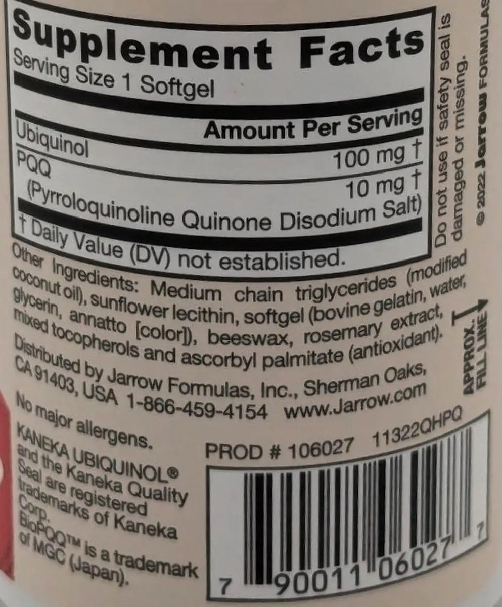 Jarrow Formulas QH-absorb 100mg + PQQ 30 Softgels