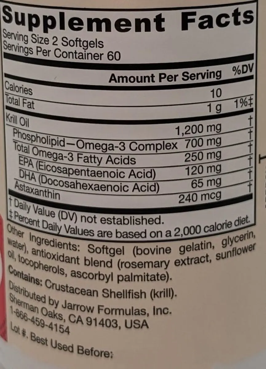 Jarrow Formulas Krill Oil 120 Softgels - 350mg