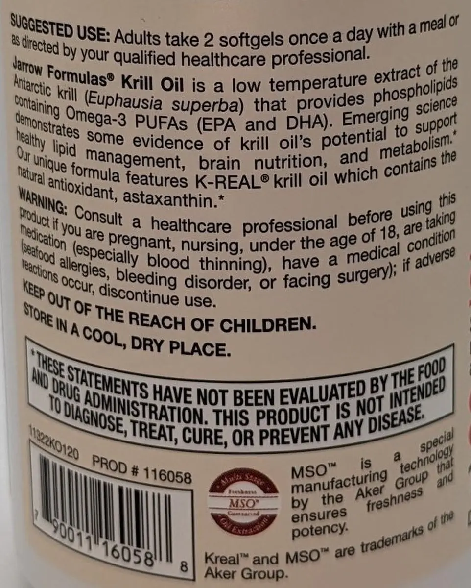 Jarrow Formulas Krill Oil 120 Softgels - 350mg