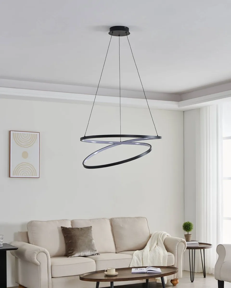 Eglo Ruotale Hanglamp LED Ø70cm - Zwart/Wit - afbeelding 6 van 6