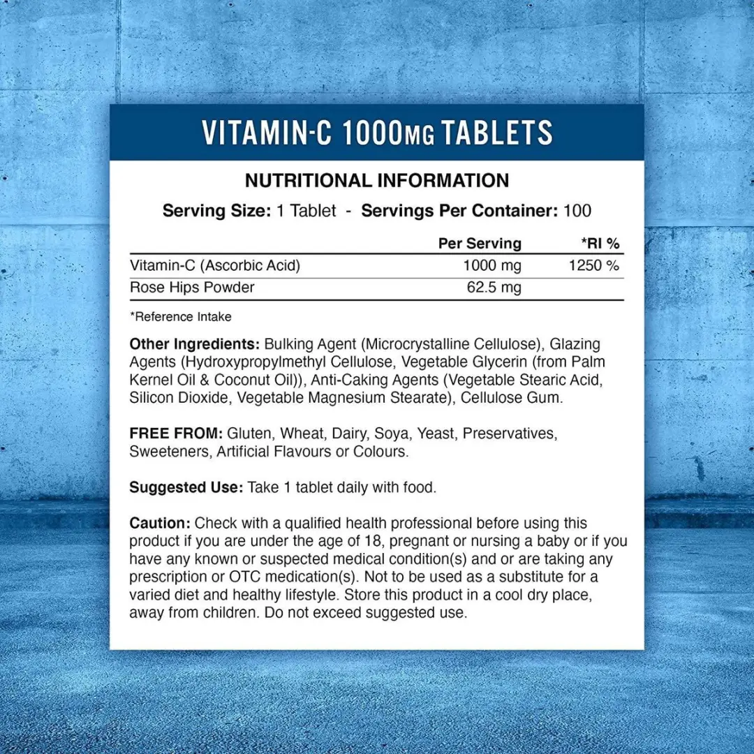 Applied Nutrition Vitamin C + Rozenbottel 100 Tabletten Vegan