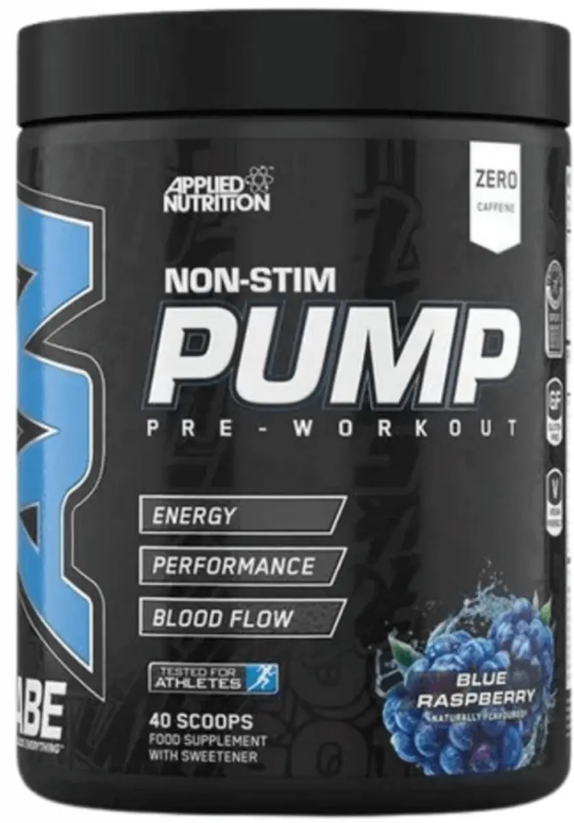 Applied Nutrition ABE Pump Zero Stim Pre-Workout 500g - 40 Scoops - Blue Razz - afbeelding 6 van 6