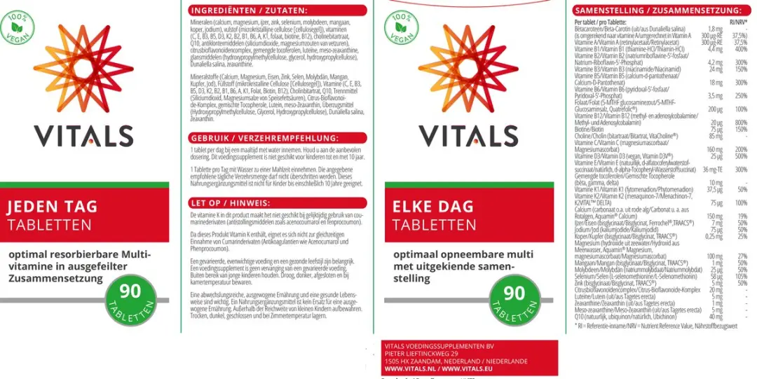 Vitals Elke Dag Multivitamine 90 tabletten
