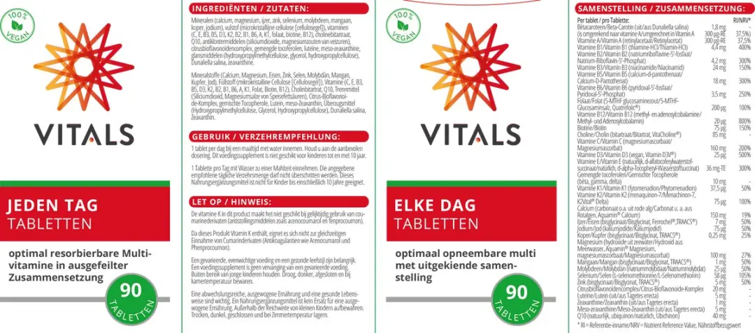 Vitals Elke Dag Multivitamine 90 tabletten