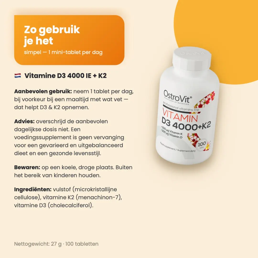 OstroVit Vitamine D3 4000 + K2 - 300 Stuks