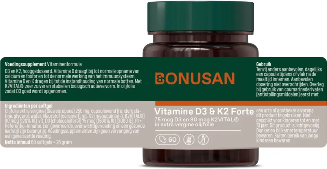 Bonusan Vitamine D3 & K2 Forte 60 Softgels - 60ml