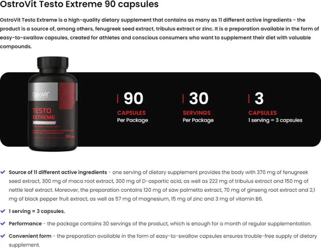 OstroVit Testo Extreme 90 capsules