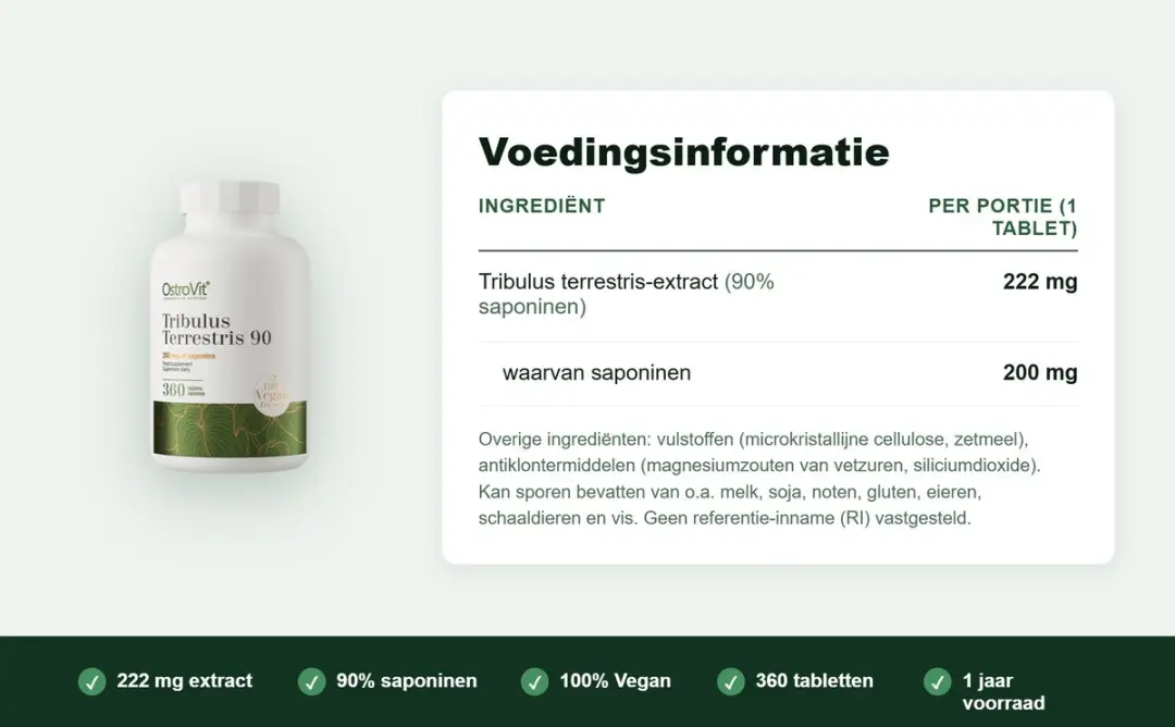 OstroVit Tribulus Terrestris VEGE 360 Tabletten - 360 Stuks