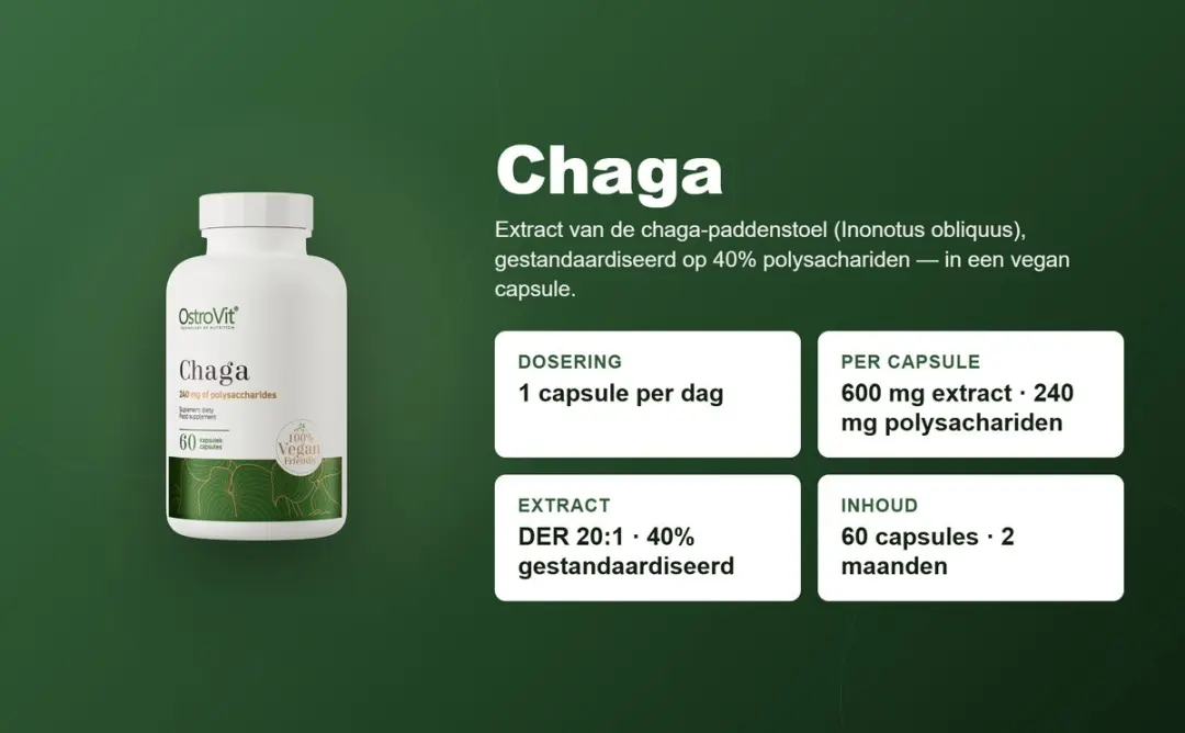 OstroVit Chaga 60 Capsules - 35g - Laboratoriumgetest