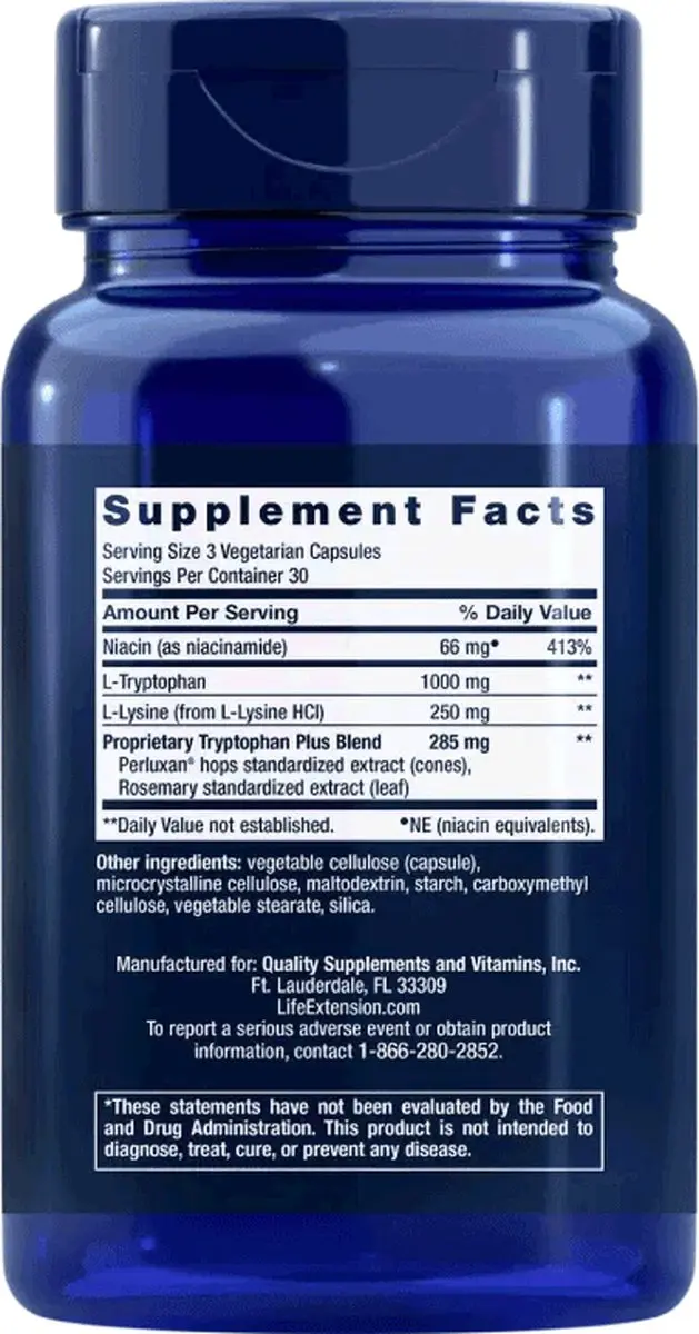Life Extension Geoptimaliseerde Tryptofaan Plus 90 Capsules