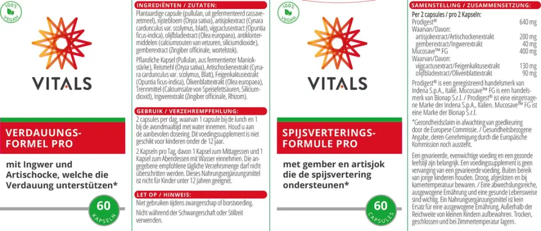 Vitals Spijsverteringsformule Pro 60 Capsules