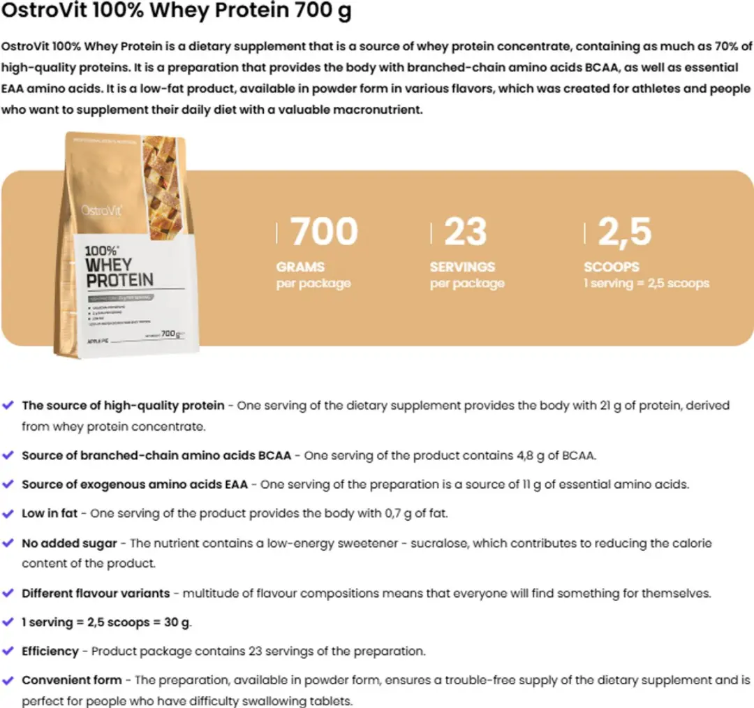 OstroVit 100% Whey Eiwit - 700g Appeltaart