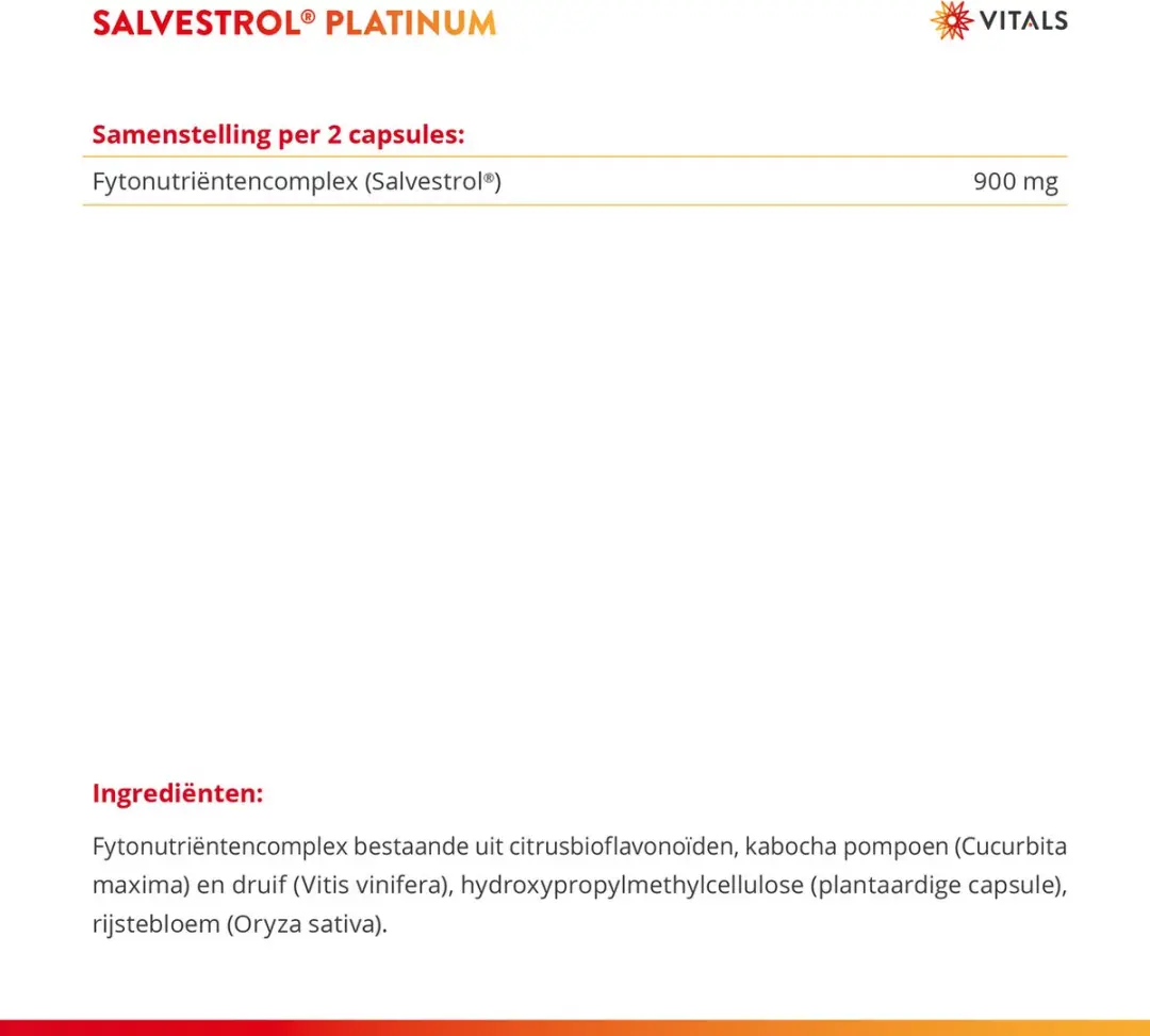 Vitals Salvestrol Platinum 60 Vegicaps - 35g