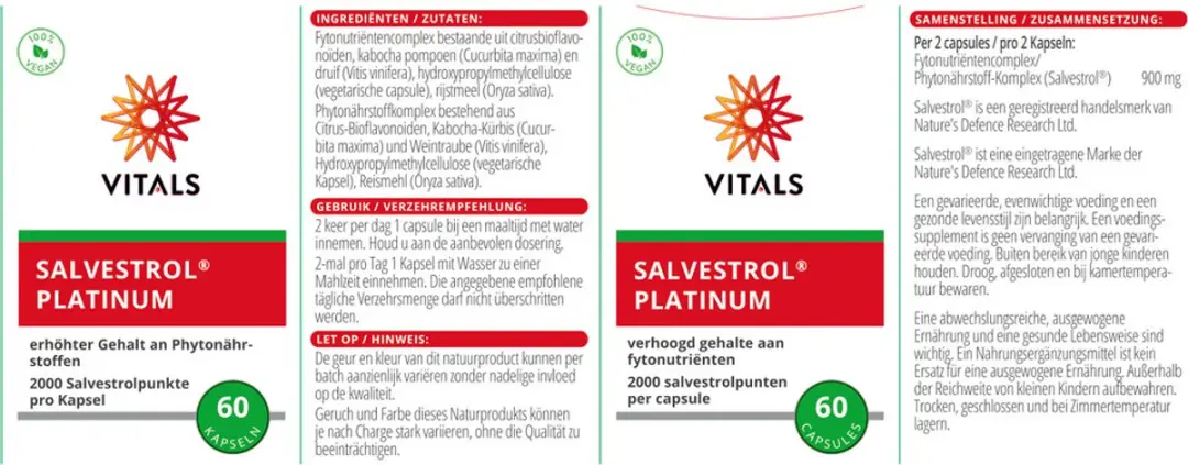 Vitals Salvestrol Platinum 60 Vegicaps - 35g