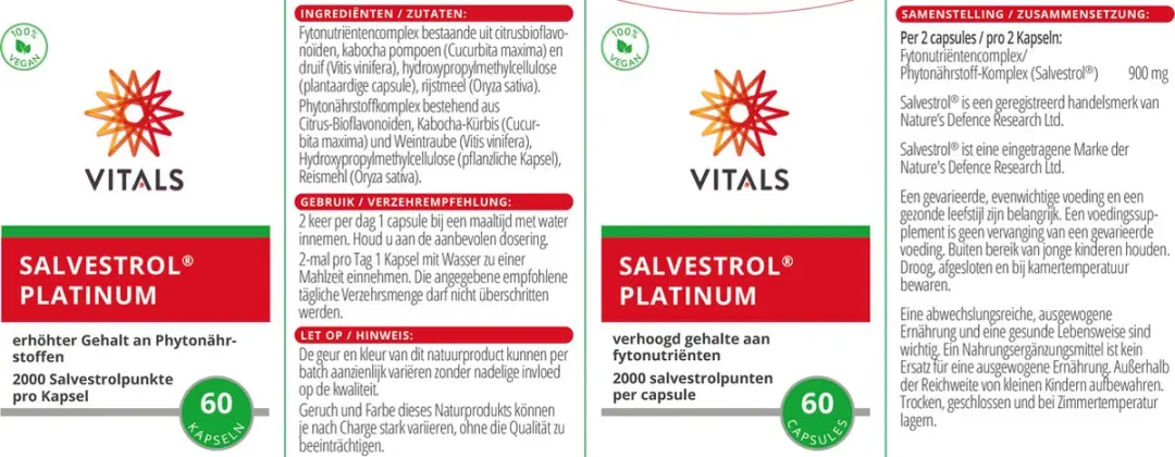 Vitals Salvestrol Platinum 60 Vegicaps - 35g