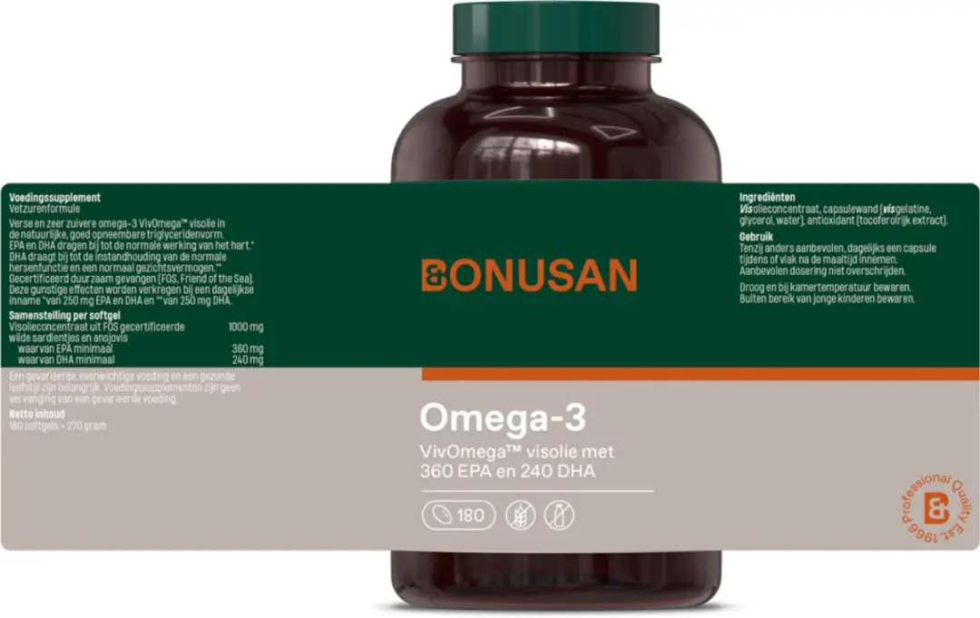 Bonusan Omega-3 Visolie Capsules 180 Stuks