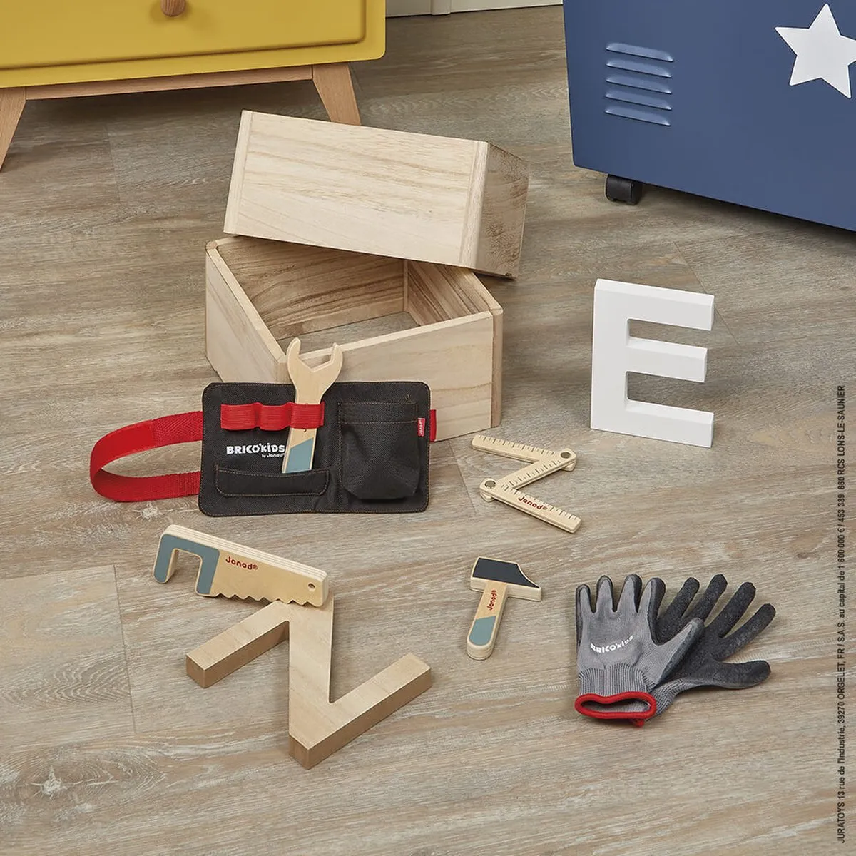Janod Brico'kids DIY Gereedschapsriem - Houten gereedschap & handschoenen - 4-delig