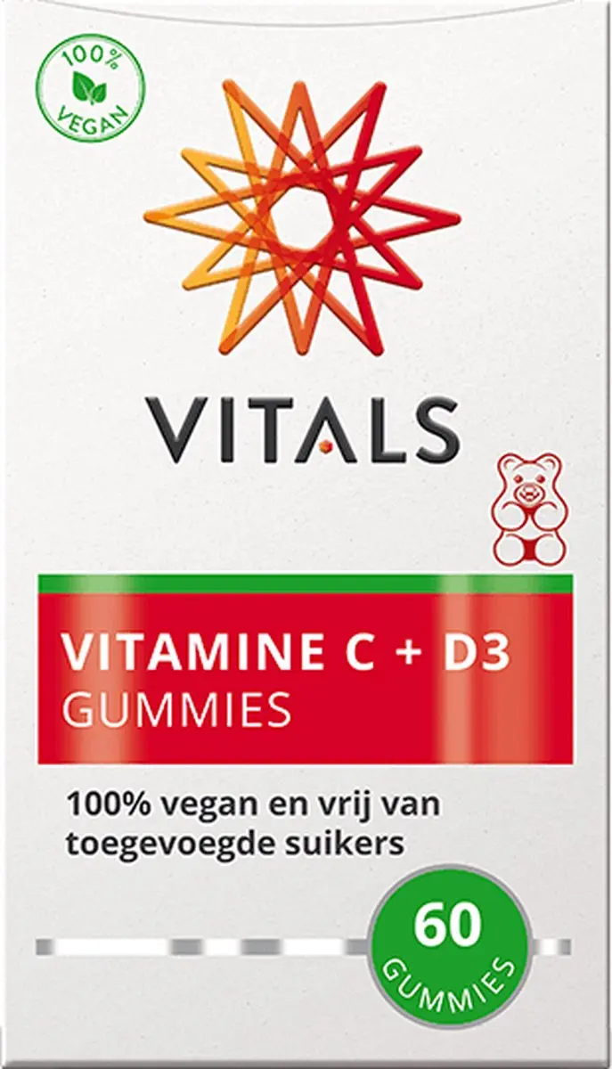 Vitals Vitamine C+D3 Gummies 180g - 60 Stuks