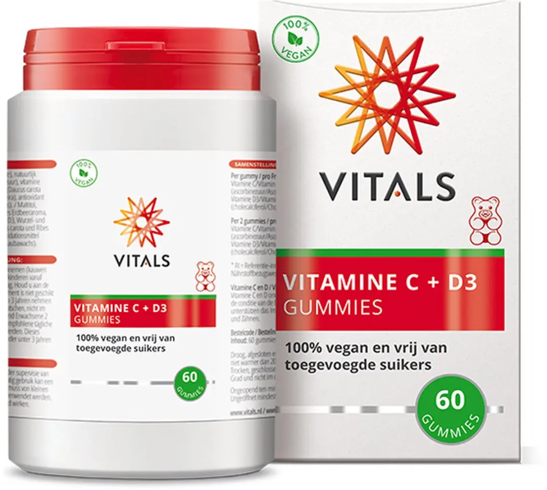 Vitals Vitamine C+D3 Gummies 180g - 60 Stuks