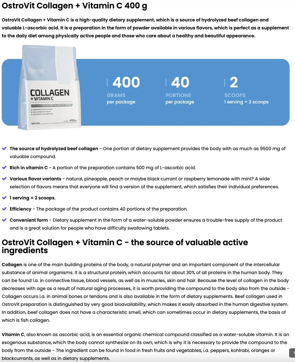 OstroVit Collagen + Vitamin C 400g