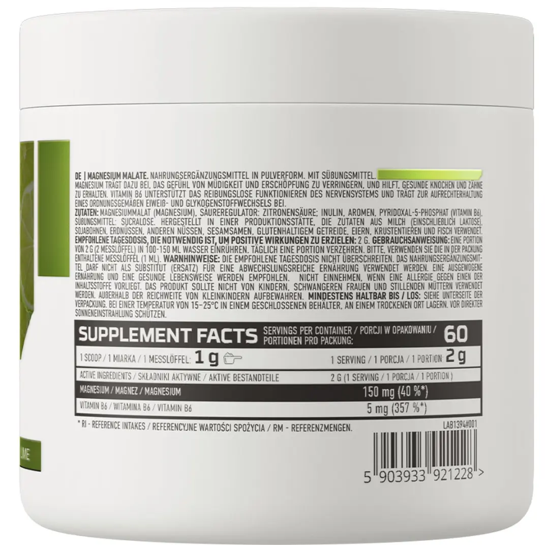 OstroVit Magnesium Malate Poeder 120g - Limoen
