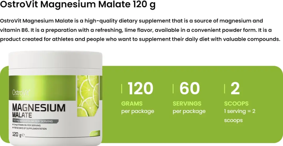 OstroVit Magnesium Malate Poeder 120g - Limoen