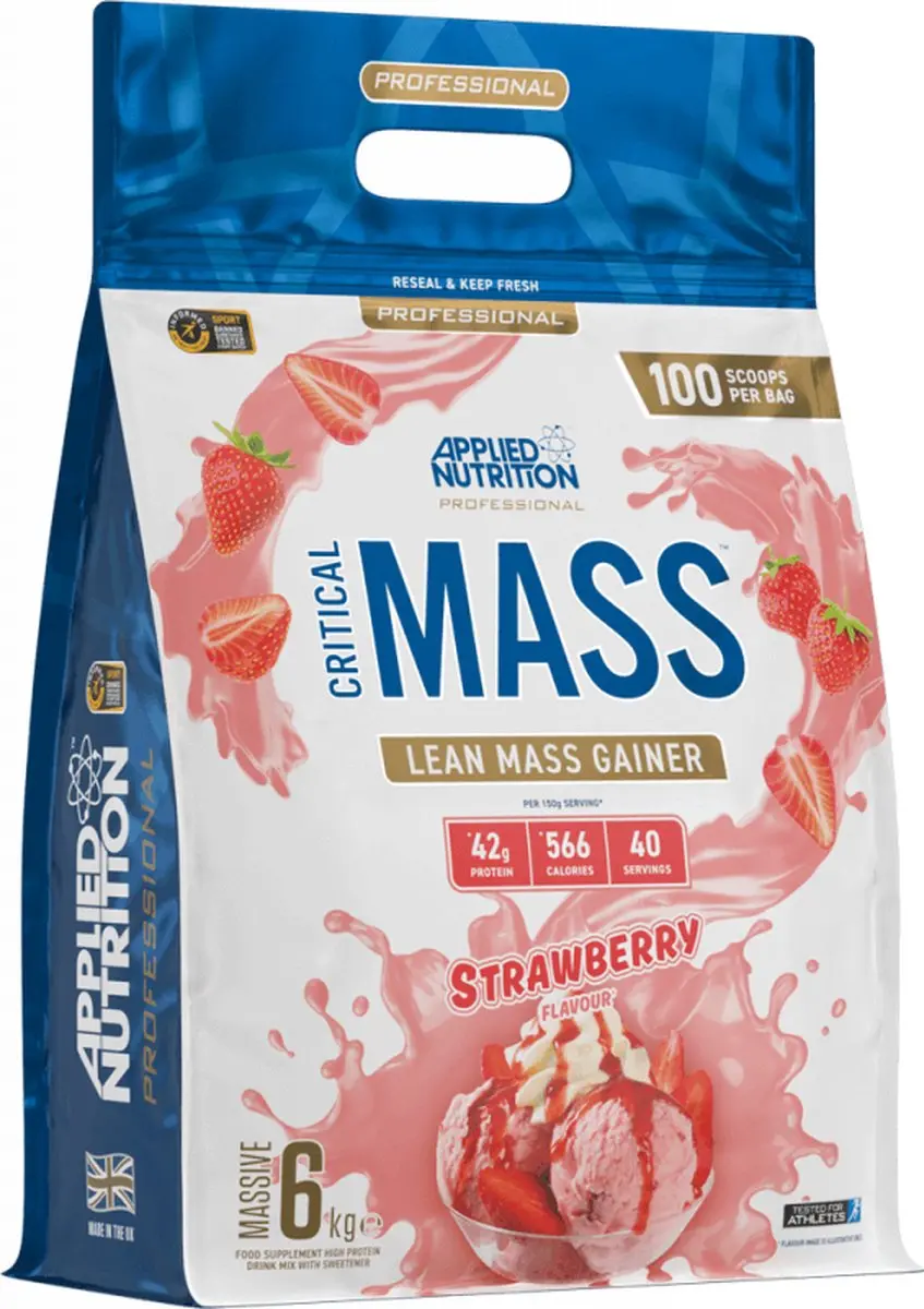 Applied Nutrition Critical Mass Mass Gainer 6000g - Aardbei - afbeelding 6 van 6