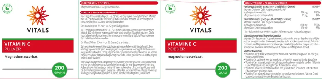 Vitals Vitamine C Poeder 200g - Gebufferd