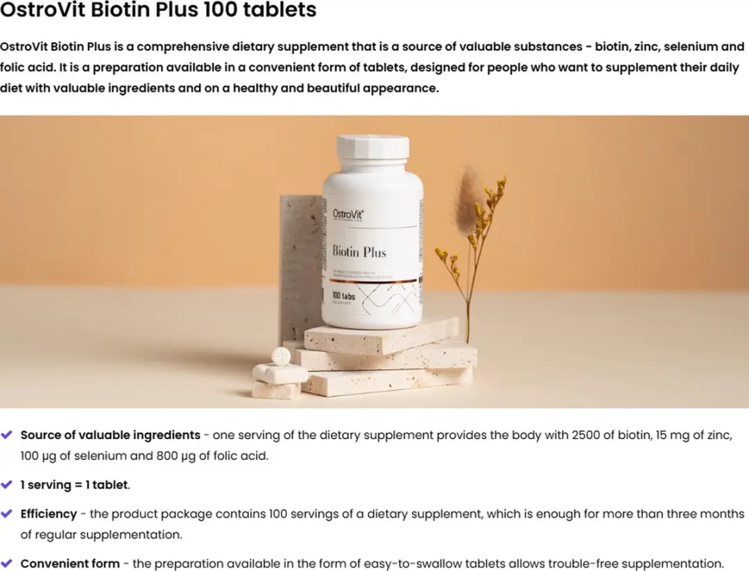 OstroVit Biotin Plus 100 Tabletten