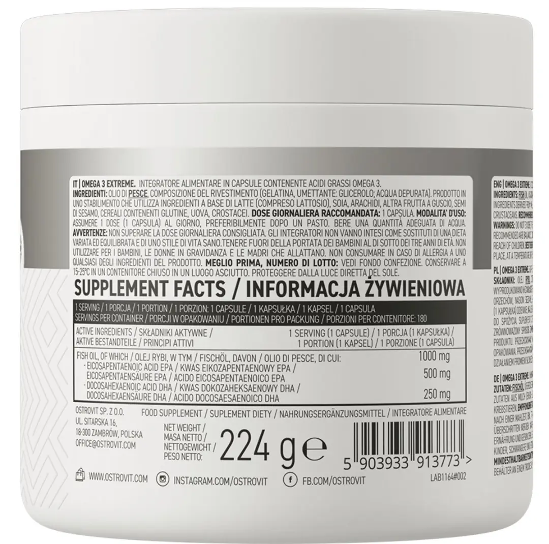 OstroVit Omega 3 Extreme 180 Capsules - 1000mg