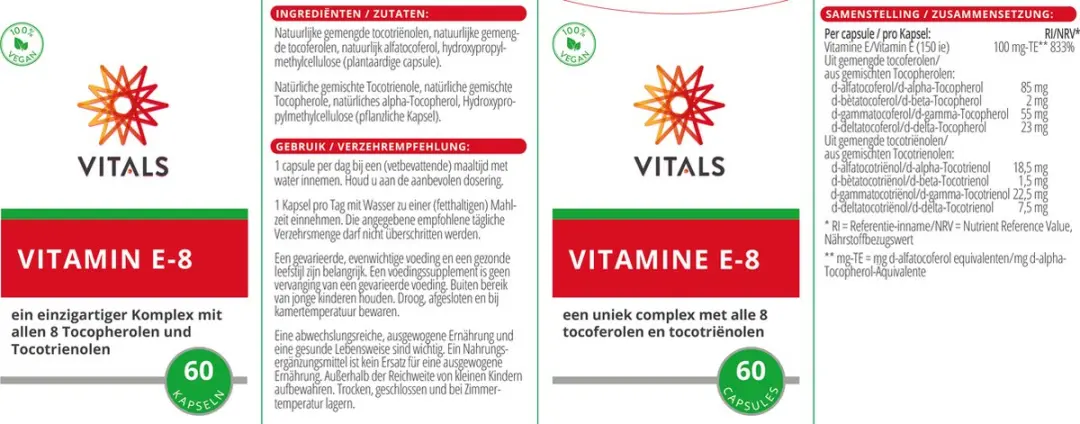 Vitals Vitamine E-8 60 Capsules - 45g