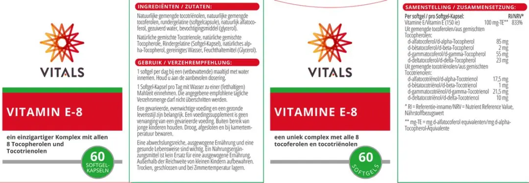 Vitals Vitamine E-8 60 Capsules - 45g