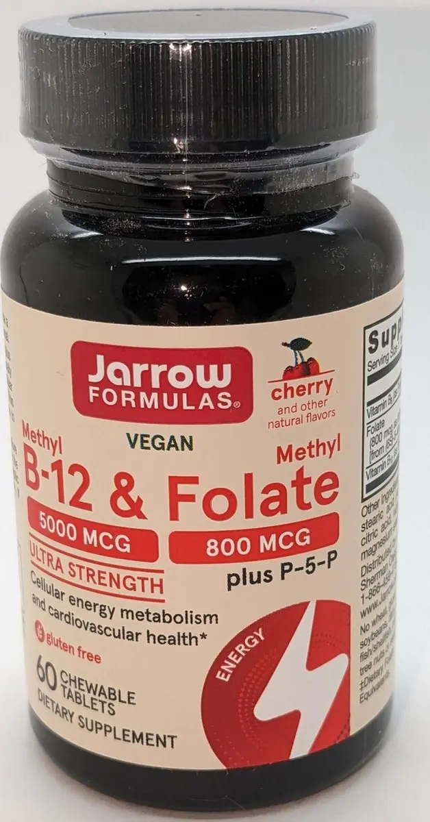 Jarrow Formulas B-Methyl 5mg & Folate 800mcg Zuigtabletten - 60 Stuks