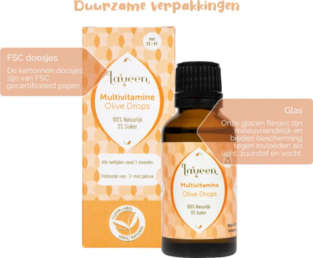 Laveen Multivitamine Druppels 30ml - Vitamine D3 + K2 - Vegan