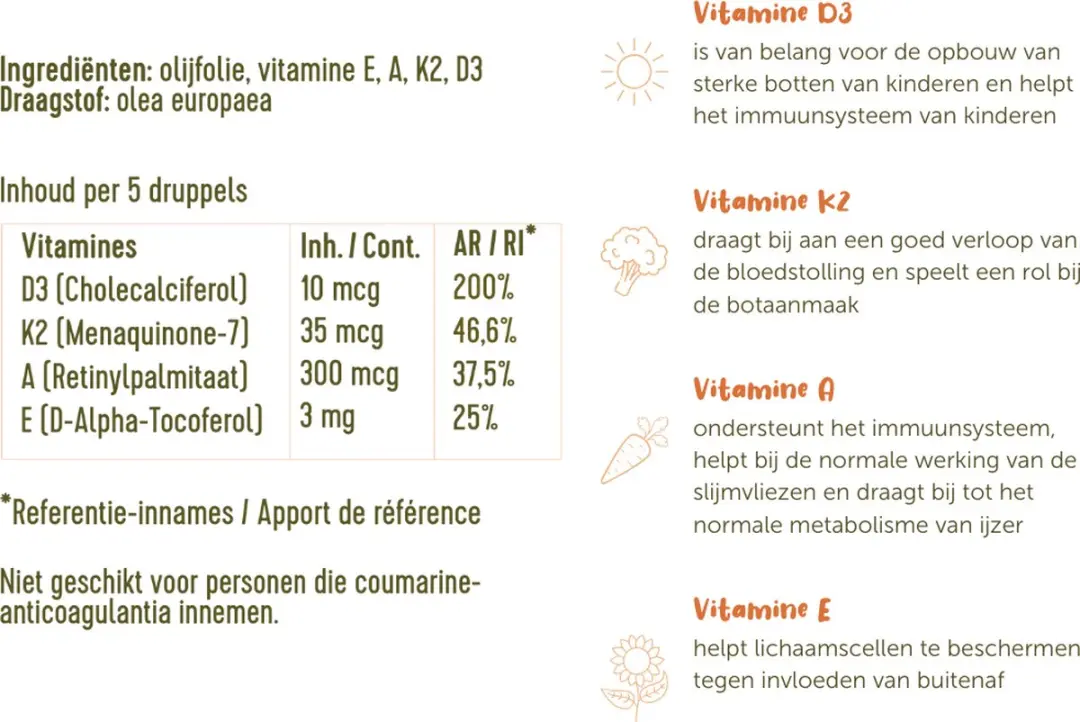 Laveen Multivitamine Druppels 30ml - Vitamine D3 + K2 - Vegan