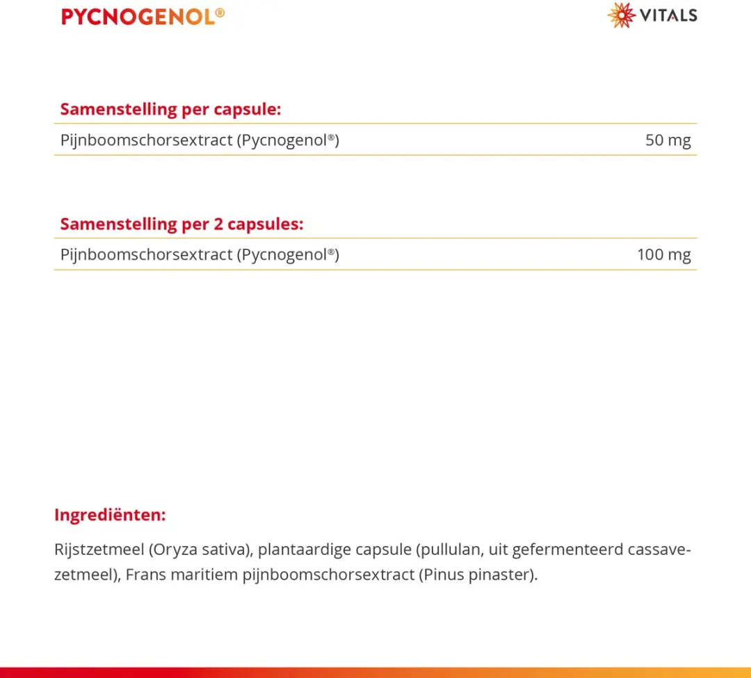 Vitals Pycnogenol 50mg Capsules - 60 Stuks