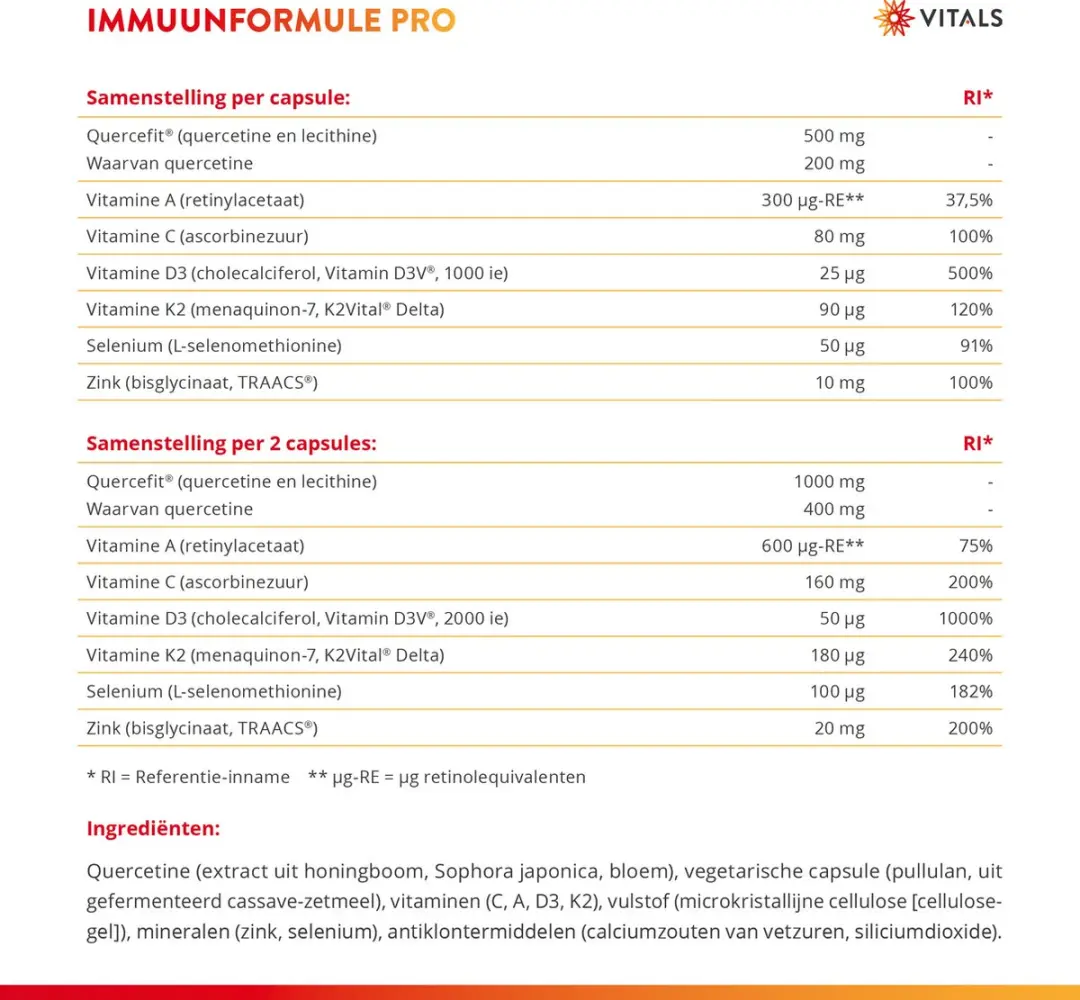 Vitals Immuunformule Pro 60 Capsules