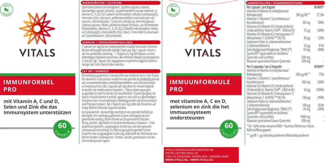 Vitals Immuunformule Pro 60 Capsules