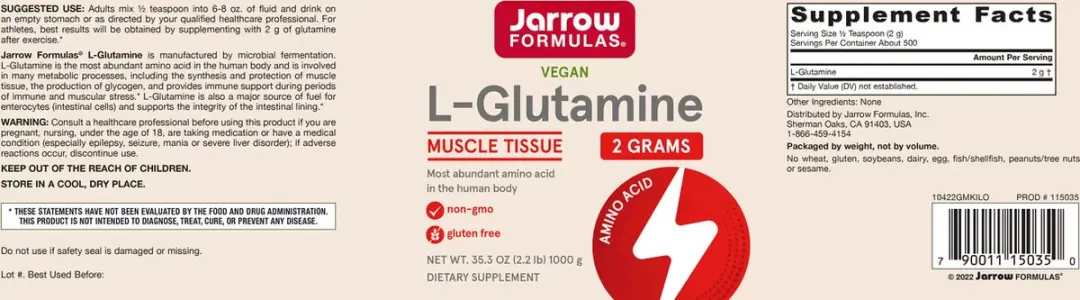 Jarrow Formulas L-Glutamine Poeder 1000g
