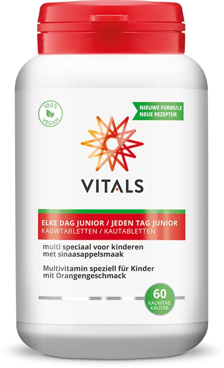 Vitals Elke Dag Junior Multivitamine - 60 Kauwtabletten Sinaasappel