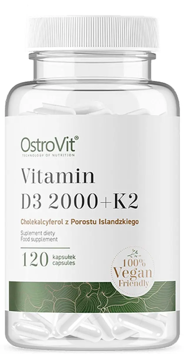OstroVit Vitamine D3 2000 + K2 VEGE 120 Capsules